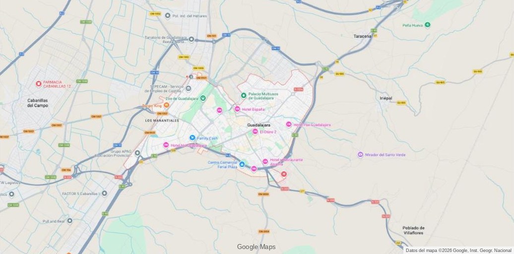 Mapa de Guadalajara capital donde trabaja Manitas & Co